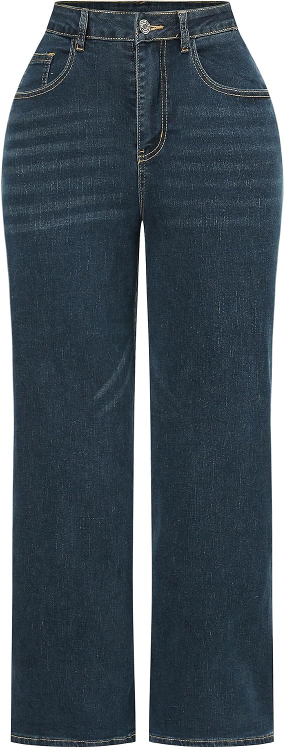 Women's High Waisted Wide Leg Jeans - Distressed Stretch Denim in Fourteen Washes for Casual Days - 6