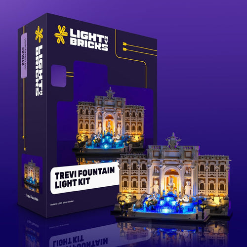 Trevi Fountain brick architecture model lit by warm LED lights