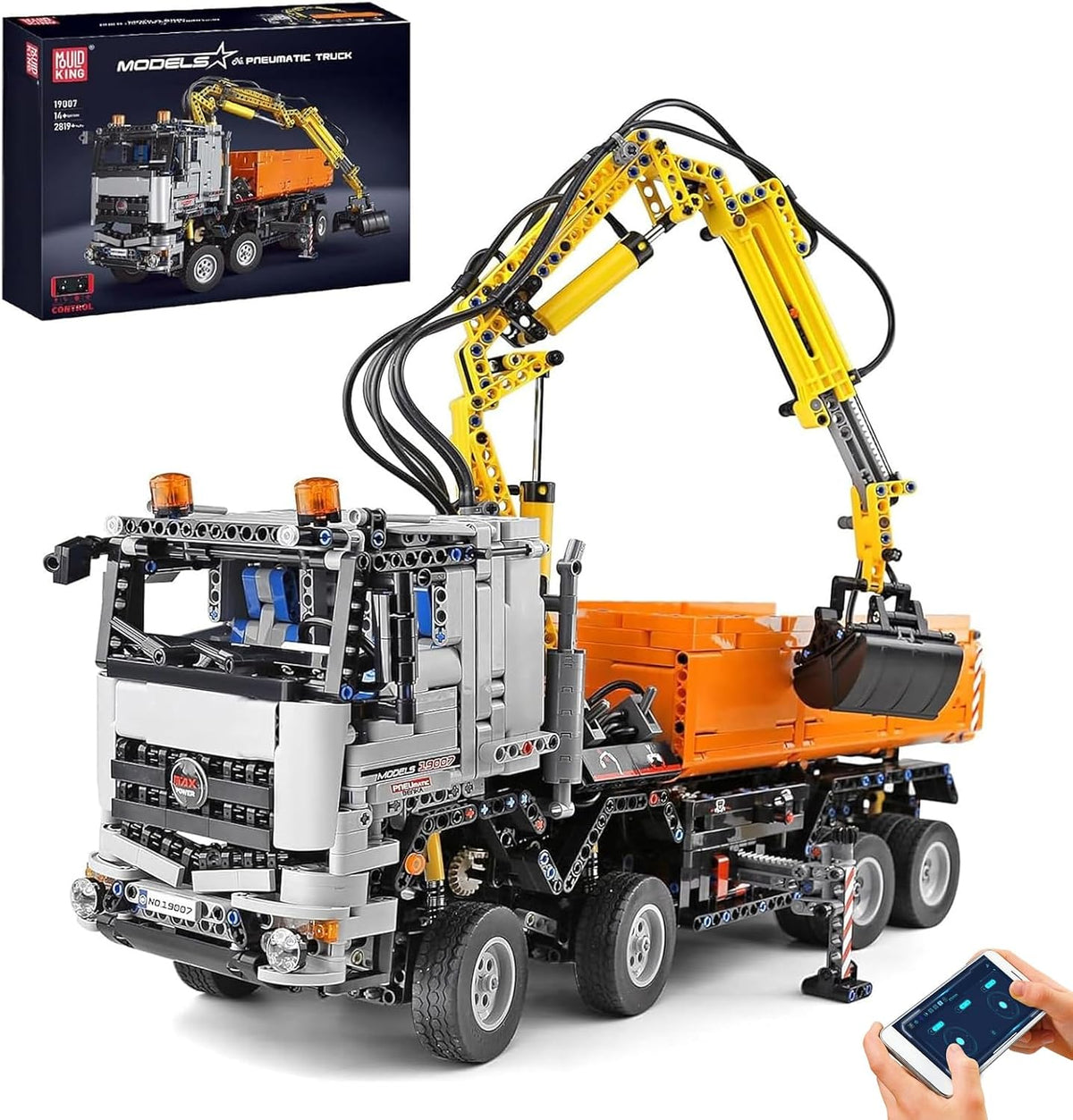 Large brick-built pneumatic engineering crane truck with crane boom