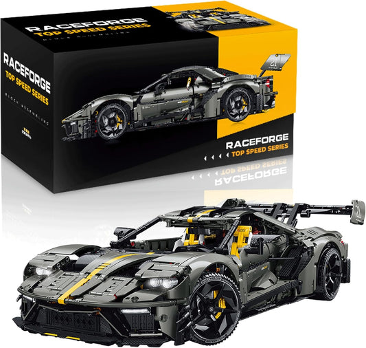 Large gray brick-built hypercar model shown from the front three-quarter view