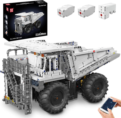 Brick-built heavy duty mining dump truck with large tires