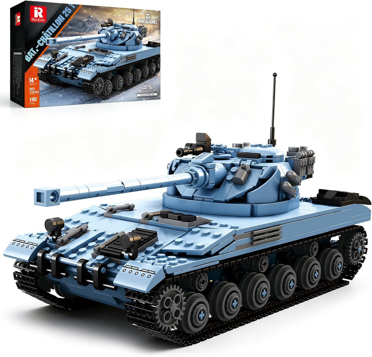 Brick model of a French 25 T light tank with turret and tracks