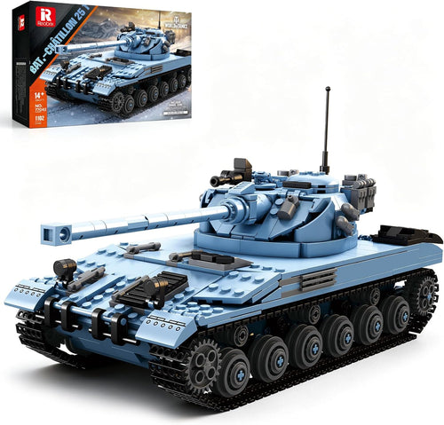 Brick model of a French 25 T light tank with turret and tracks