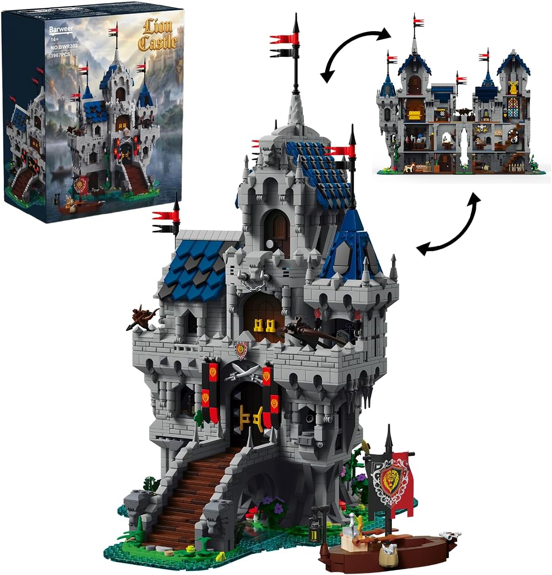 Large brick-built Neuschwanstein Castle model with towers and turrets – view 3