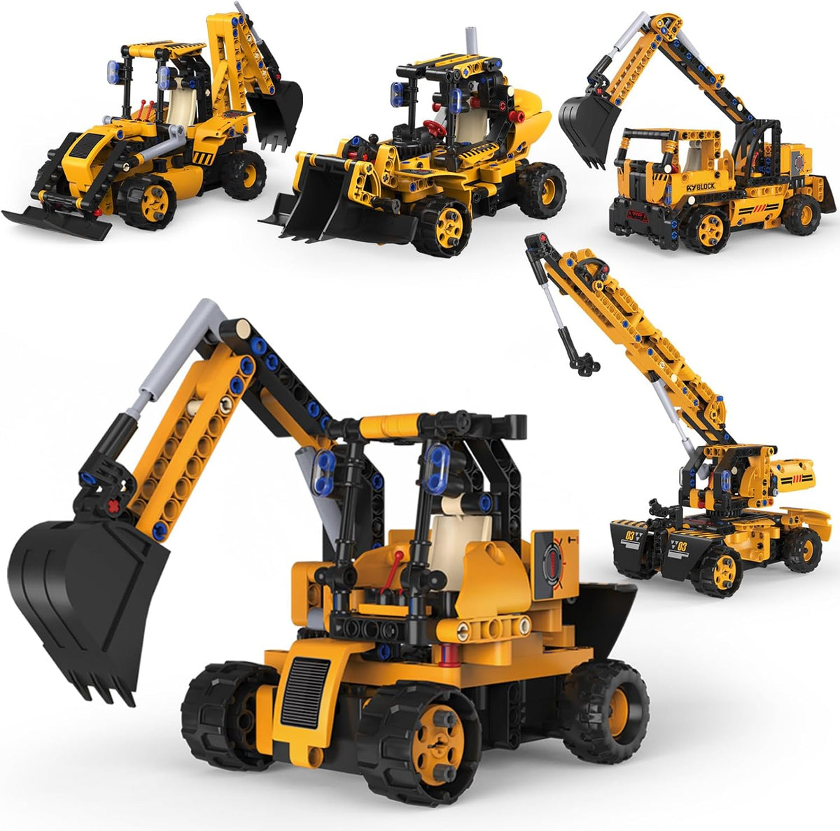 Remote control excavator built from a 5-in-1 STEM erector set
