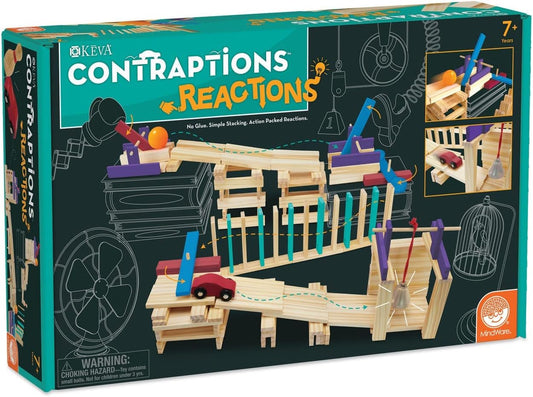 Wooden planks stacked into ramps and a ball maze contraption