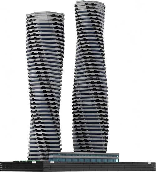 Brick-built curved white skyscraper with twisting flowing balconies