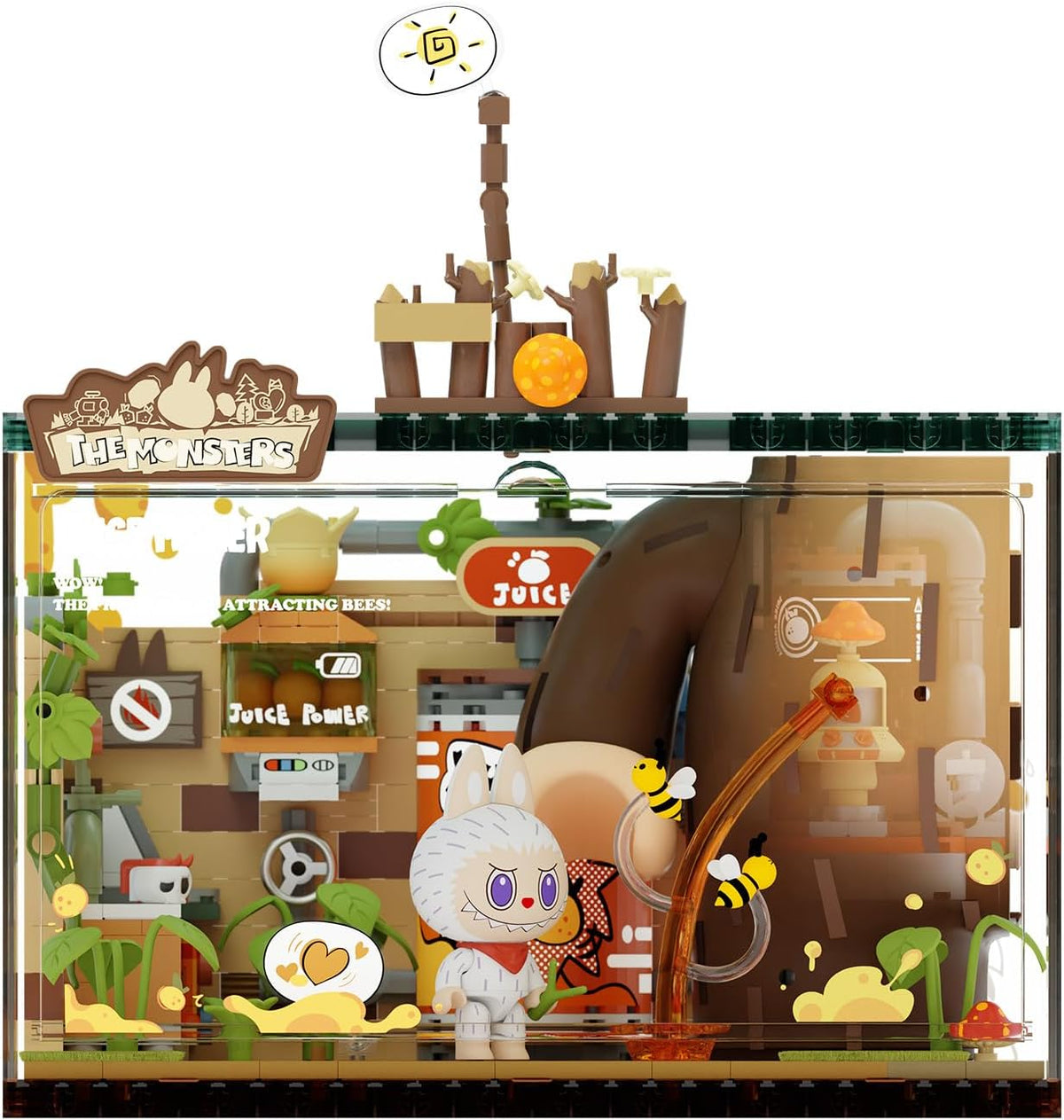 Mini brick scene with a long-eared toothy forest creature at its secret base – view 3
