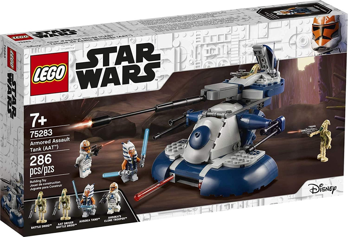 Brown armored hover tank brick model with rotating turret and robot soldier figures