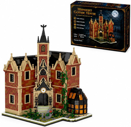 Dark haunted Halloween manor brick model