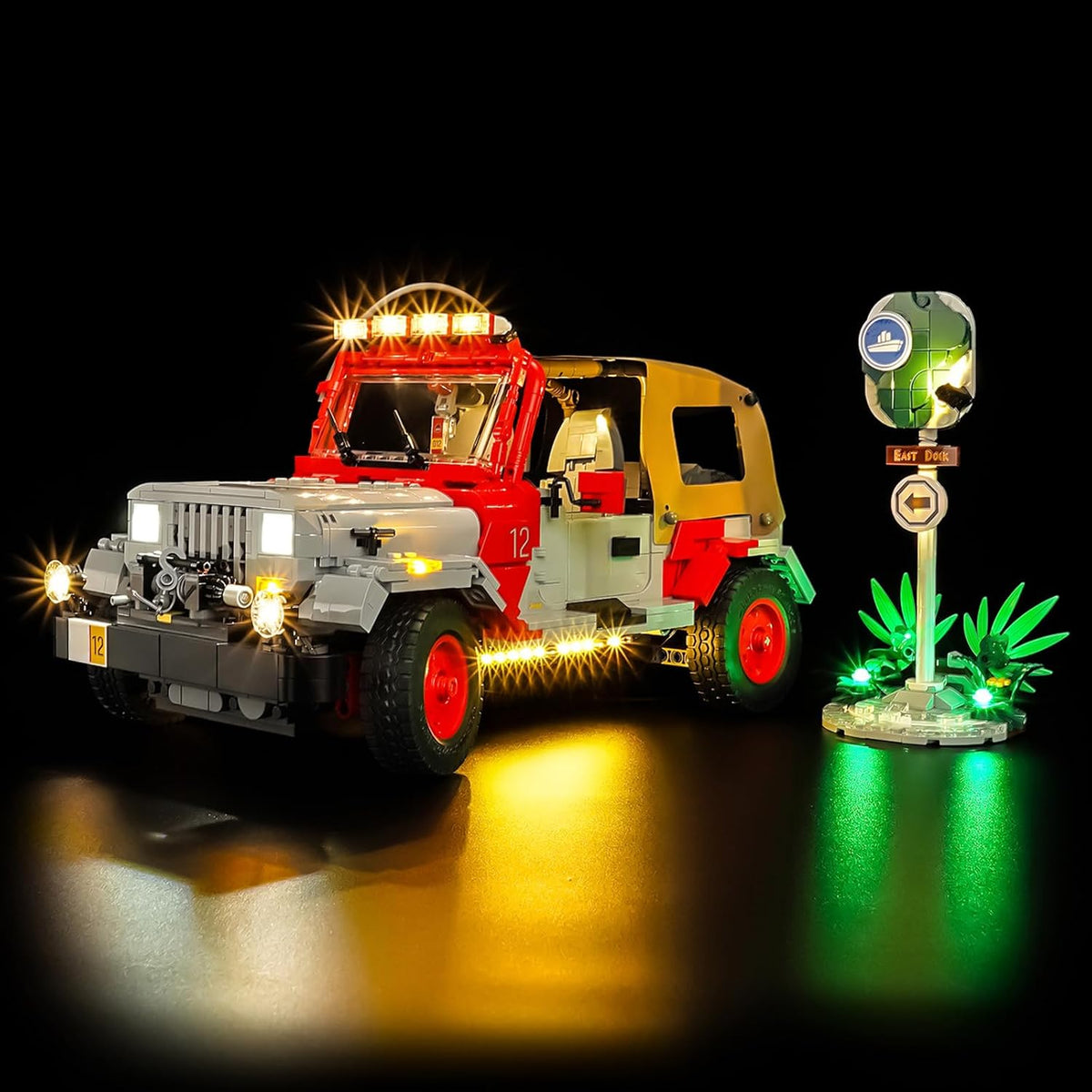 Brick-built arcade pinball machine lit with an add-on LED light kit – view 4