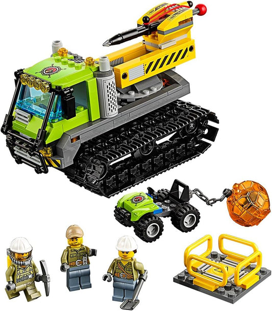 Built tracked volcano crawler with jackhammer arm, ATV and explorer figures