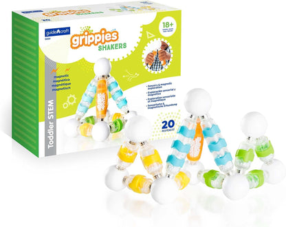 Colorful soft-grip magnetic building pieces connected into a small tower – view 6
