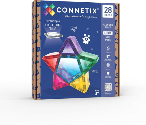 Magnetic building tiles arranged into a star shape