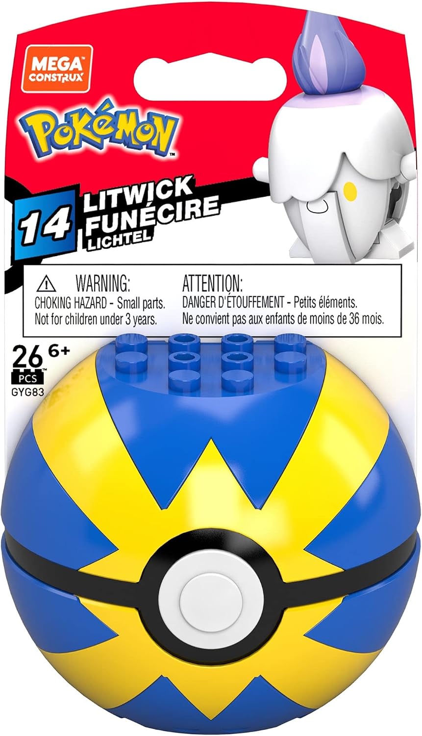 Small brick-built candle ghost creature next to an open capsule ball
