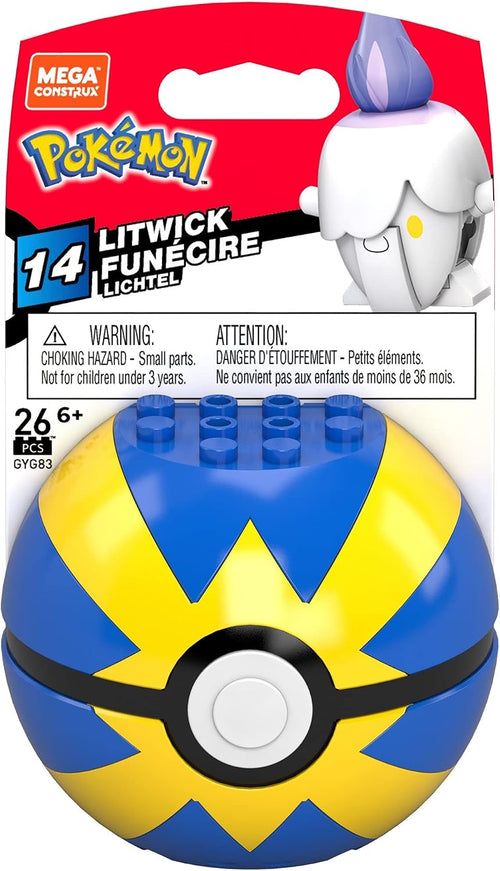 Small brick-built candle ghost creature next to an open capsule ball