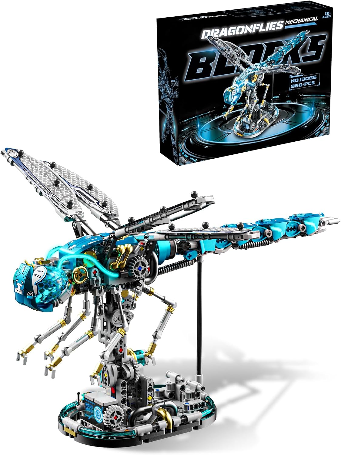 Brick-built mechanical octopus with glowing LED lights and jointed tentacles – view 4