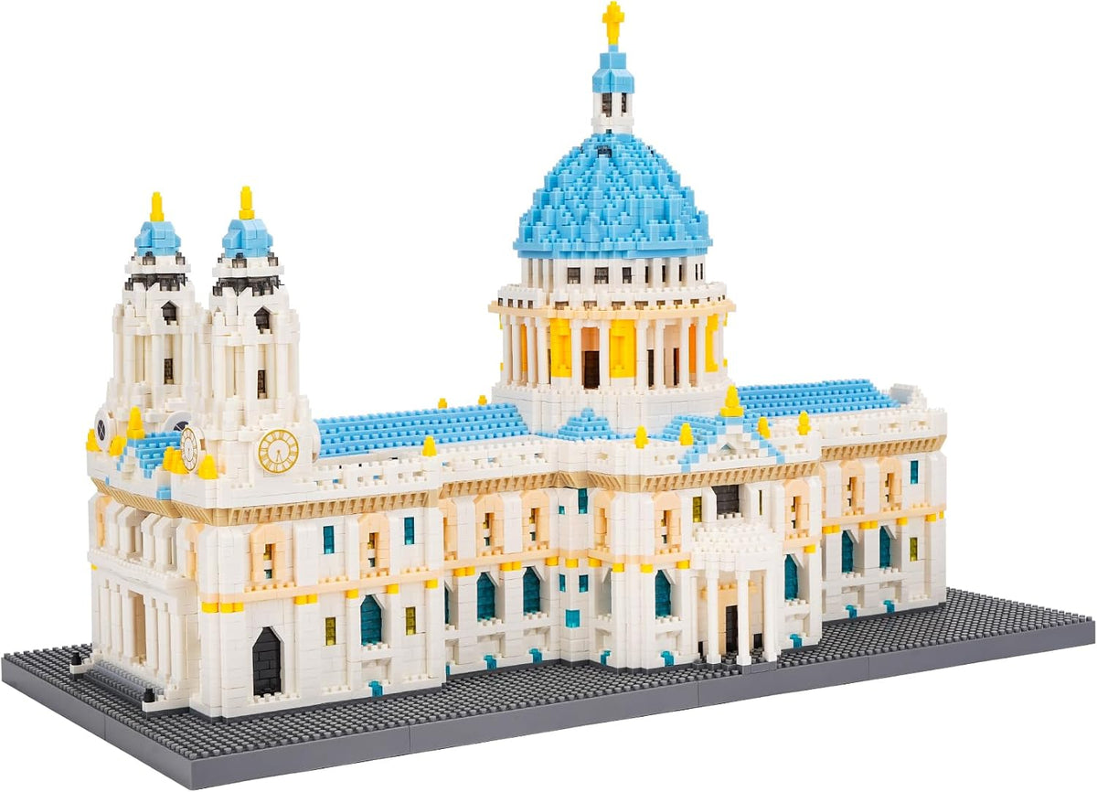 Micro brick model of Notre Dame de Paris cathedral with twin towers – view 4