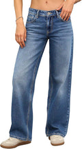 Women's Low Rise Baggy Jeans - Straight Leg Stretch Denim in a Loose Boyfriend Fit for Y2k Outfits - 0