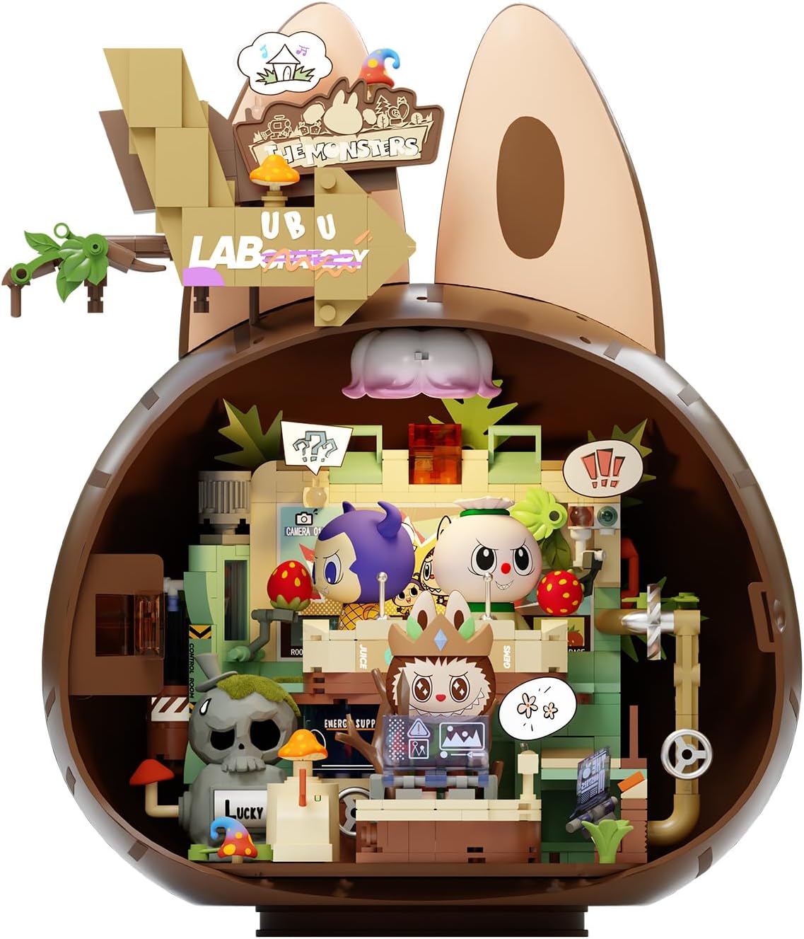 Mini brick scene with a long-eared toothy forest creature at its secret base