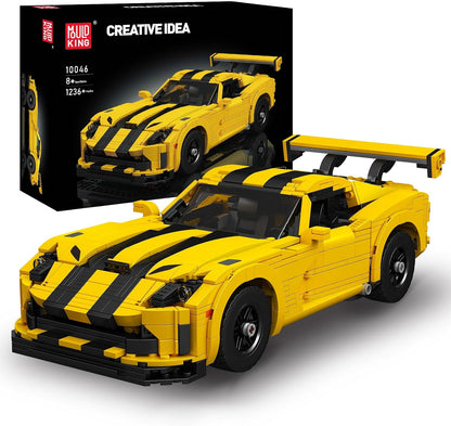 Brick-built yellow American supercar static model