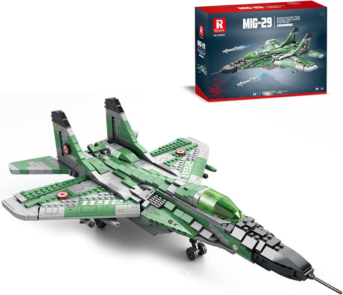 Brick-built twin-engine military jet fighter display model