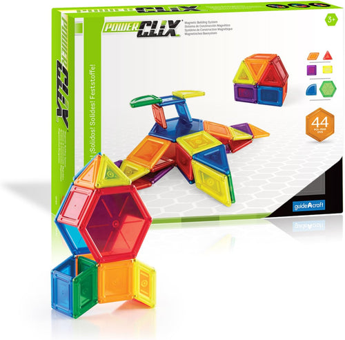 Colorful magnetic solid shape blocks built into a tower