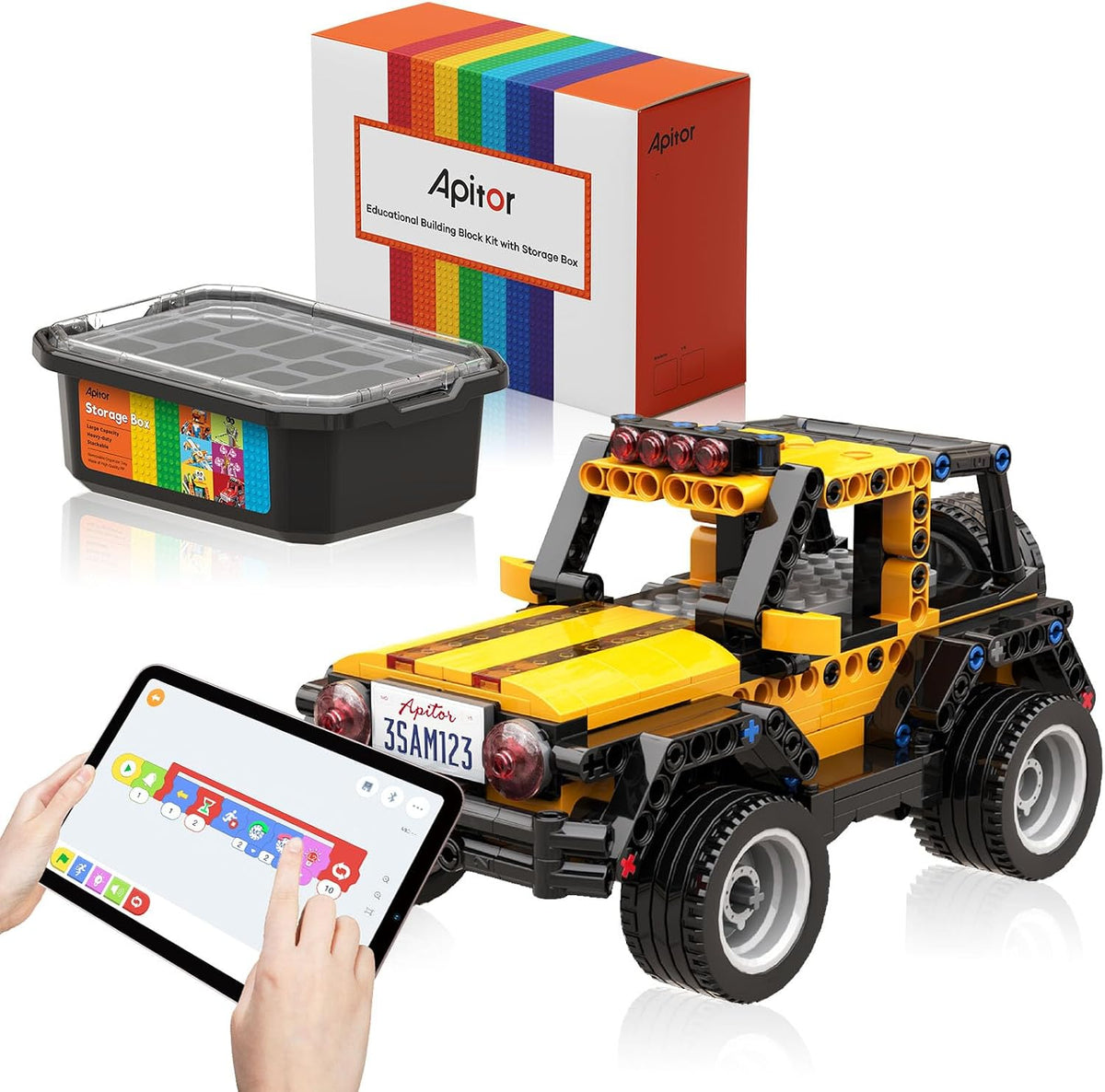 Assembled coding robot built from a 6-in-1 STEM kit with tablet app – view 3