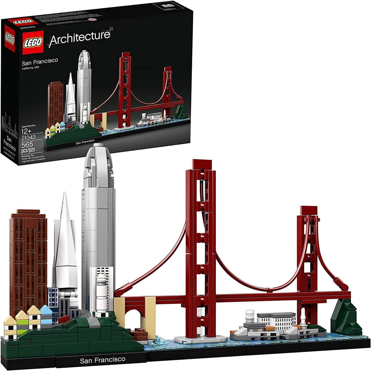 Brick-built San Francisco skyline with Golden Gate Bridge and Alcatraz Island – view 2