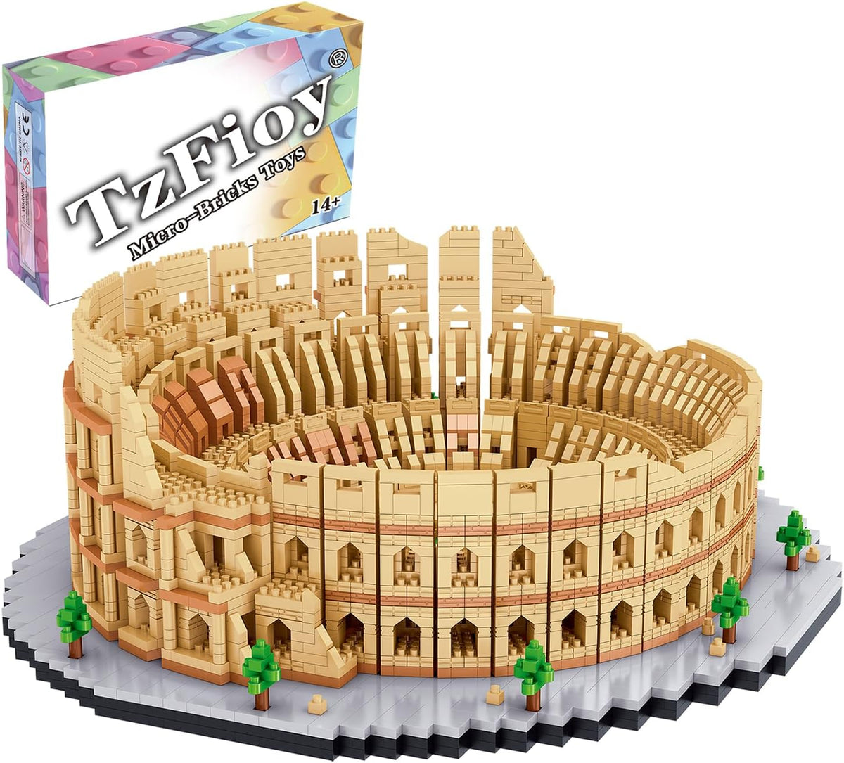 Micro brick model of the Rome Colosseum with arched tiers