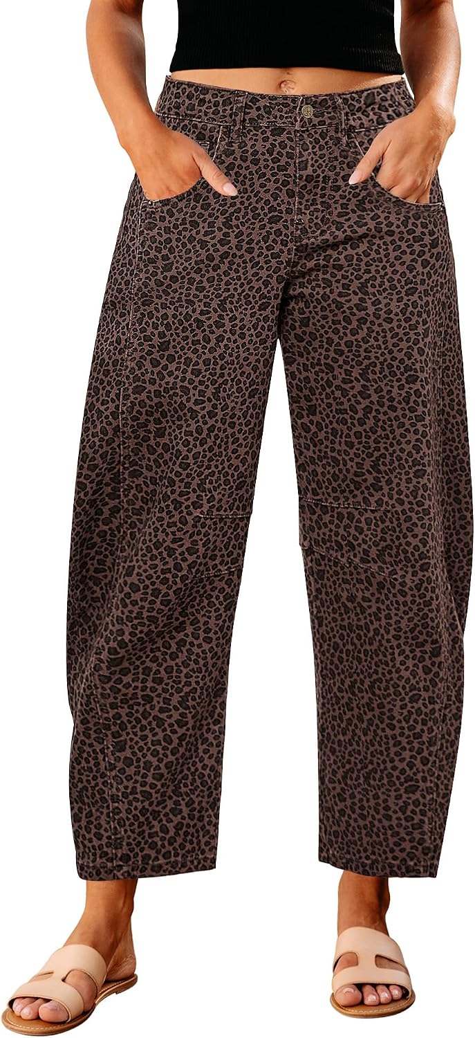 Women's High Rise Barrel Jeans - Cropped Stretch Denim with Seam Detailing for Dressy Casual Outfits - Small (10)