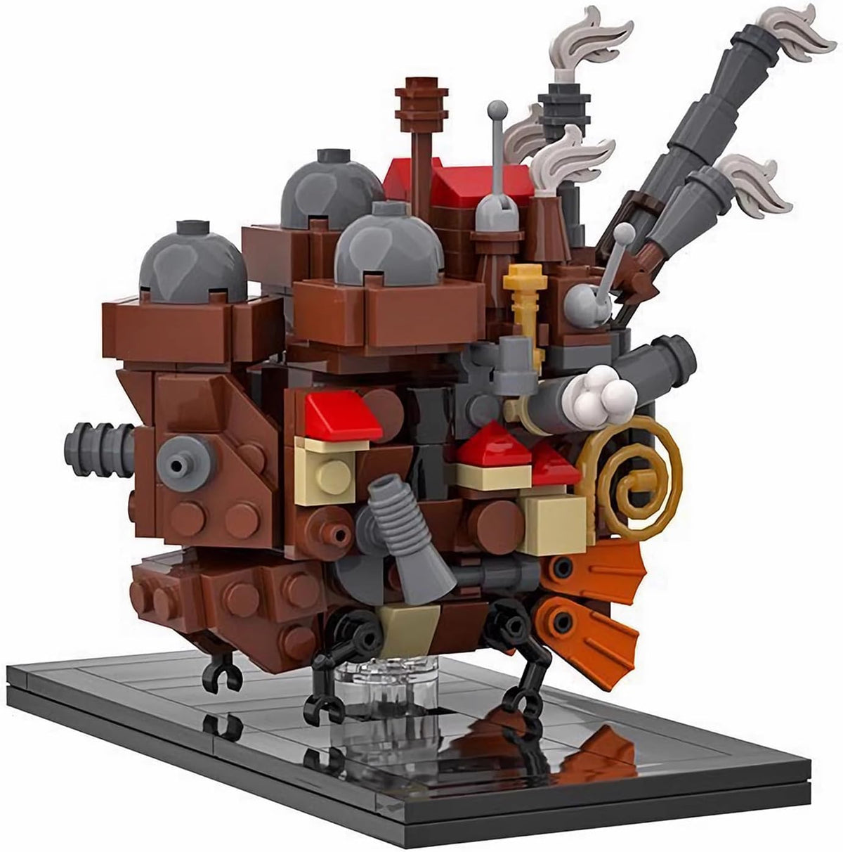 Brick-built fantasy walking castle display model – view 2