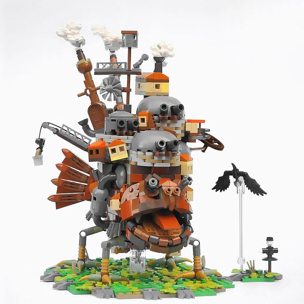 Brick-built fantasy walking castle display model