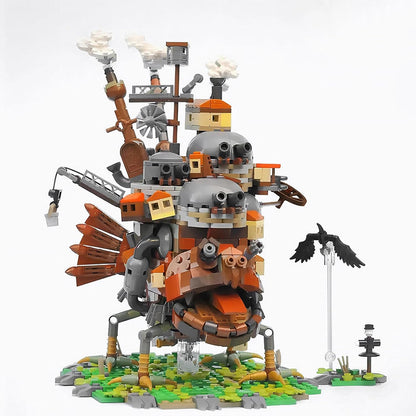 Brick-built fantasy walking castle display model