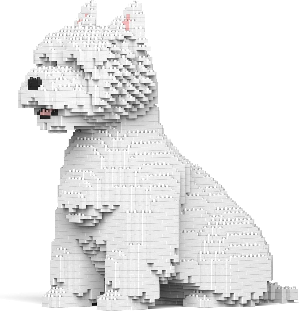 Brick-built white West Highland terrier dog sculpture – view 3