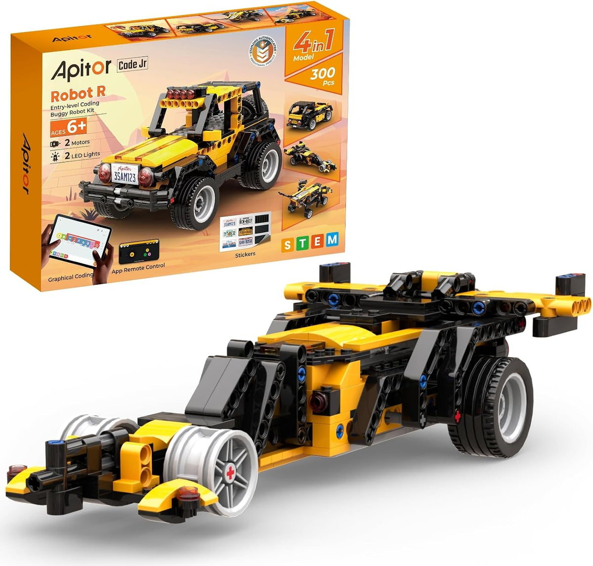 Assembled coding robot built from a 6-in-1 STEM kit with tablet app – view 4