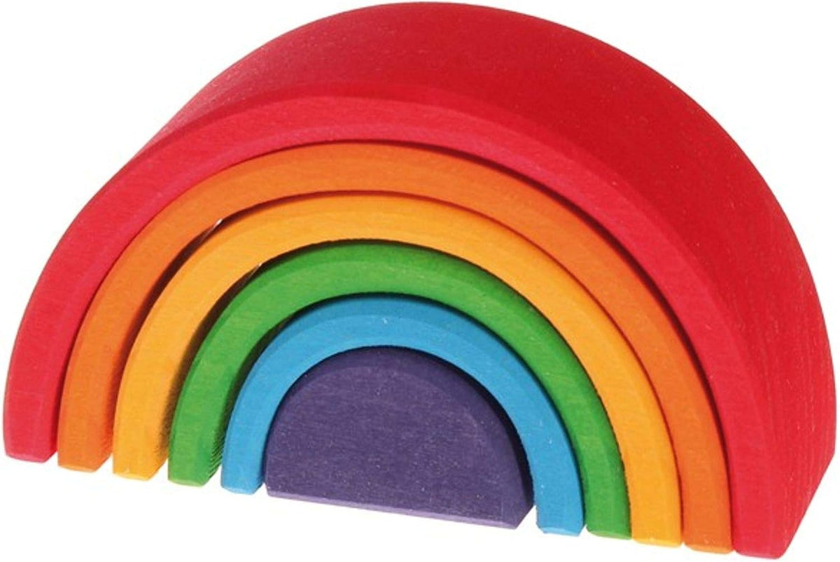Small multicolored wooden rainbow of six nested arches