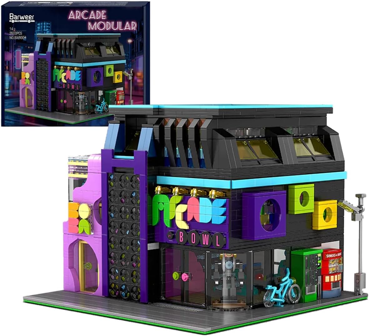 Built futuristic arcade modular brick building