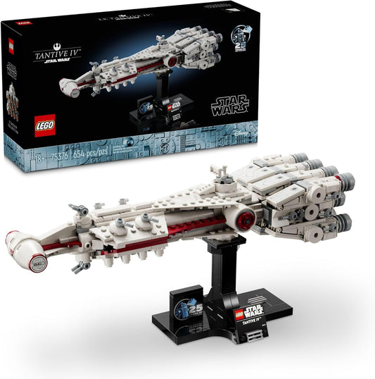 Brick-built mid-scale starship with a bank of 11 engines on a display stand