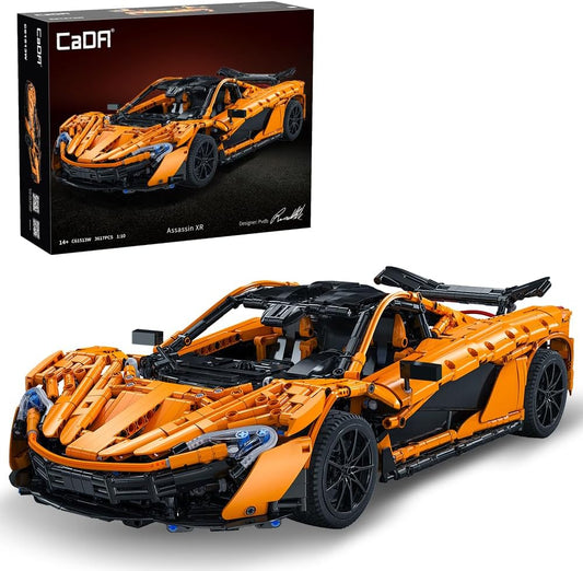 Black and gold concept supercar brick model with sharp angular lines