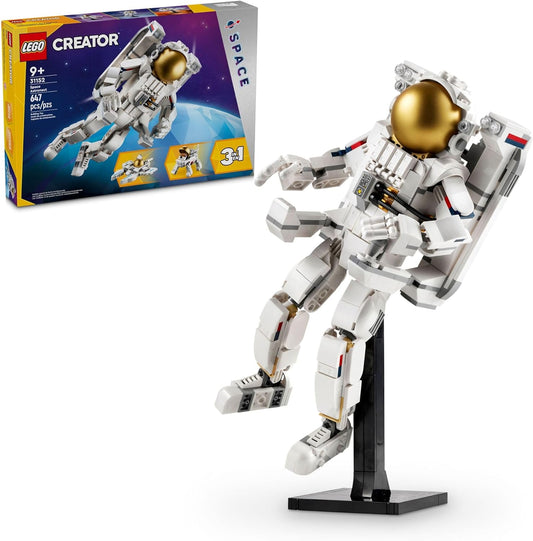 White brick-built astronaut figure with orange visor and jet backpack
