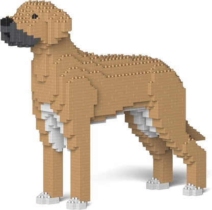 Brick-built Great Dane dog sculpture standing in profile – view 3