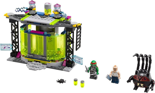 Brick-built mutation chamber with spinning electrodes and turtle hero minifigure