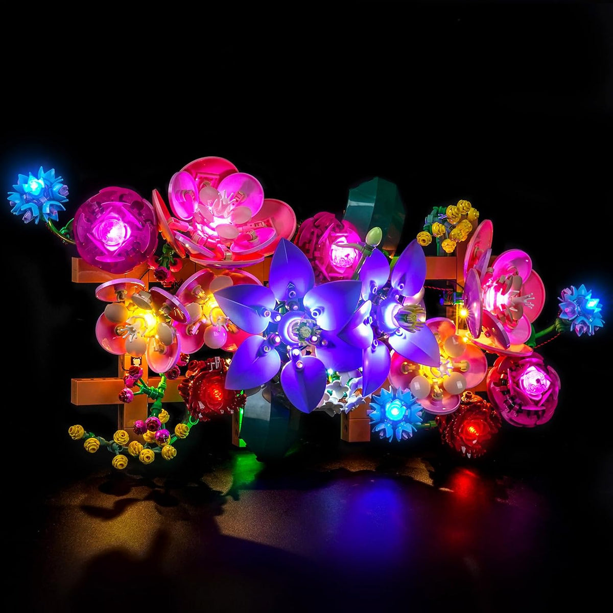 Botanical brick flower wall lit by an add-on LED light kit – view 2