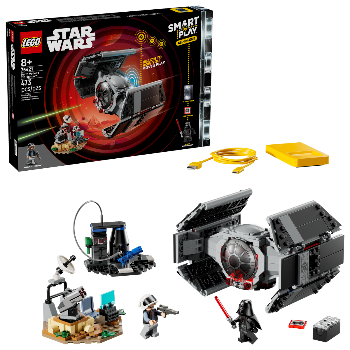 LEGO Star Wars Smart Play: Darth Vader's TIE Fighter 75421 Building Set (473 Pieces) - View 2