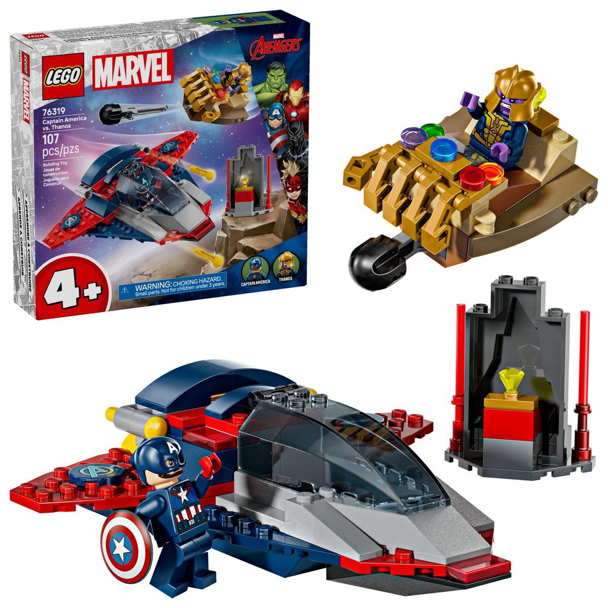 LEGO Marvel Captain America vs. Thanos Building Set (107 Pieces, Ages 4+) - View 2