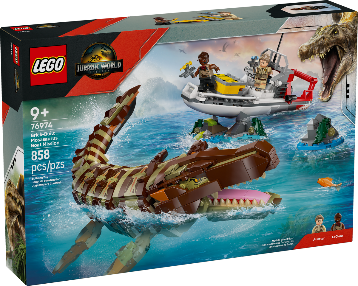 LEGO Jurassic World Brick-Built Mosasaurus Boat Mission Building Set (858 Pieces) - View 2