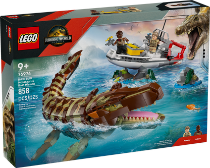 LEGO Jurassic World Brick-Built Mosasaurus Boat Mission Building Set (858 Pieces) - View 2