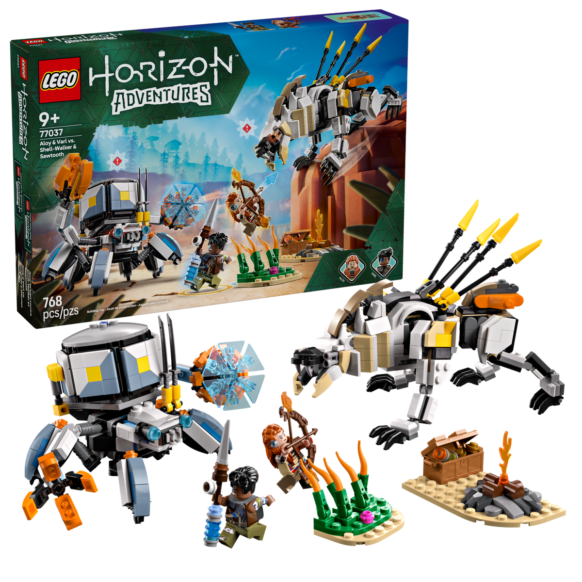 LEGO Aloy and Varl vs. Shell-Walker and Sawtooth Building Set (768 Pieces, Ages 9+) - View 2