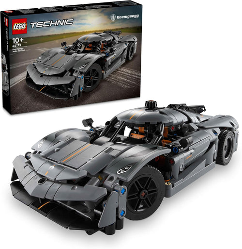Brick-built gray hypercar with rotating doors open